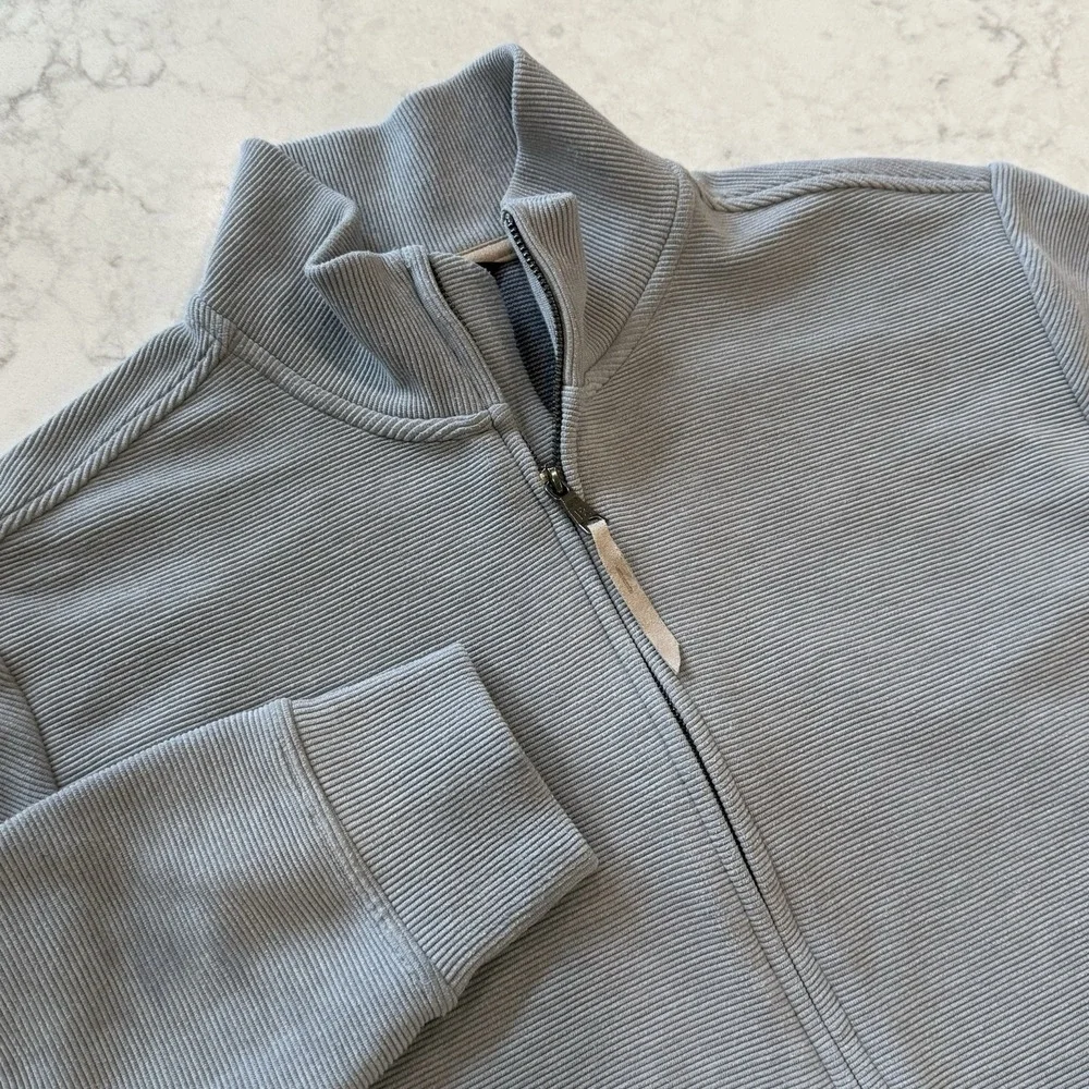 Banana Republic Ottoman Sweater Full Zip Ribbed Lit Heather Grey Men's L